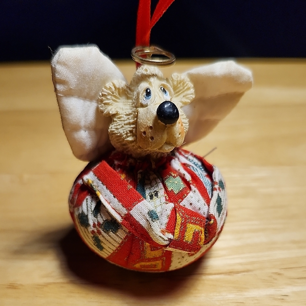 Vintage Russ Berrie Christmas Ornament Polar Bear Angel